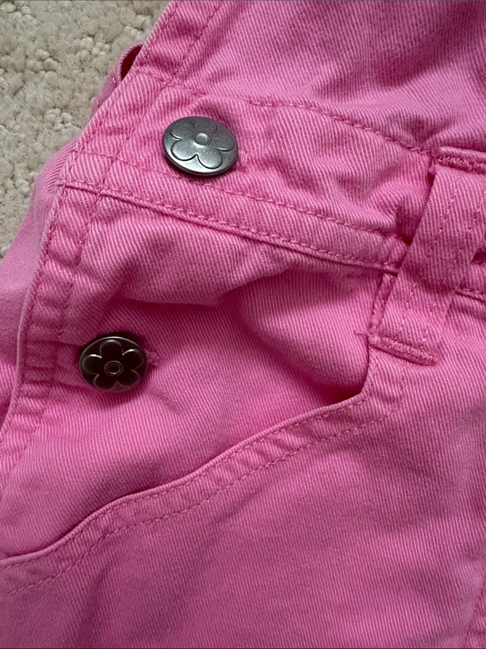 Northwest Blue Pink Short Overalls with Silver Hardware